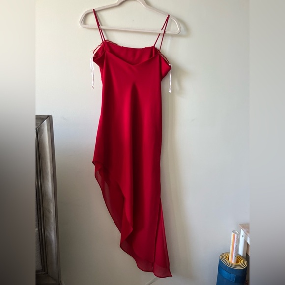 Vintage Dollar Red Formal/Prom Sequin Slit Asymmetrical Dress - Picture 15 of 16